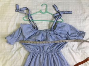 Blue Striped Off shoulder Mini Dress Bust 32-34