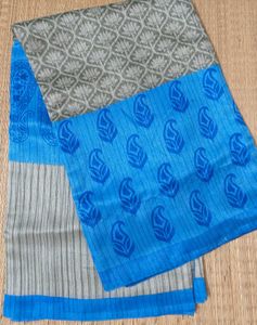 Elegant Blue Printed Saree