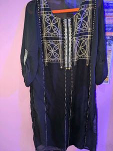 Black Sheer Tunic With Skirt