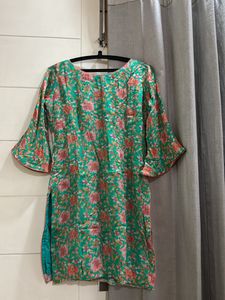 Koskii Sea Green Floral Print Sharara Set