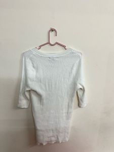 White Ribbed Knit Top
