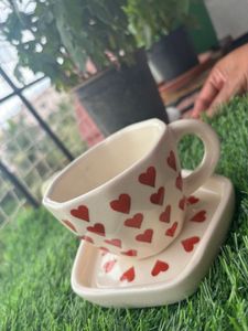 Heart Print Cup & Saucer