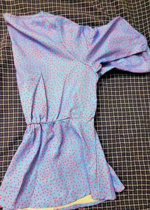 Stylish Blue Ruched Sleeve Top