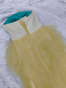 Turquoise &amp; Yellow Tulle High Low Dress