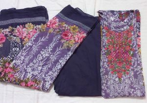 Dark Purple Pakistani Lawn Suit