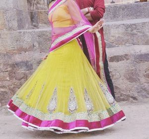 Yellow Embroidered Lehenga Choli with Dupatta