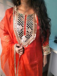 Rust Orange Farshi Salwar Suit Set
