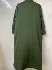 Olive Green Longline Waterfall Shrug – Free Size
