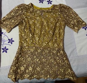 Gold Floral Lace Top