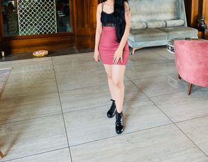 Peach Skirt And Black Net Top.!
