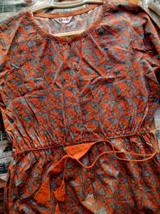 Orange Kurta With Adjustable Strap