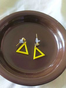 Yellow Triangle Earrings