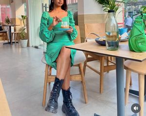 Green Ruched Mini Dress