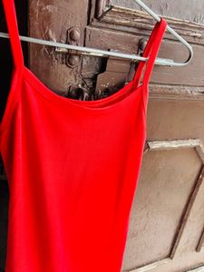 Red Mini Dress With Black Jegging