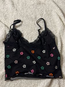 Floral Lace Trim Cami Top