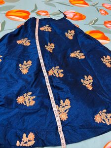 Peach Embroidered Blouse &amp; Skirt With Dupatta