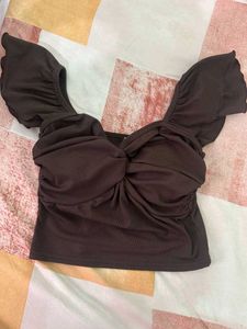 Brown Ruffle Top