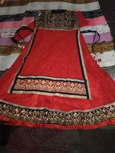 Red & Gold Embroidered Kurta Set