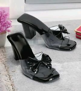 Black Bow Heeled Mules