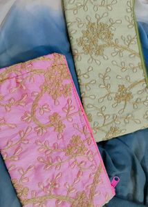 Set Of 2 New Embroidered Pouch Clutches