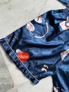 Blue Satin Pajama Set