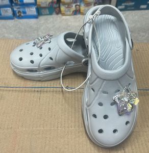 Grey Crocs with Butterfly Charms