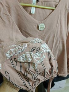 Blush Floral Button Top