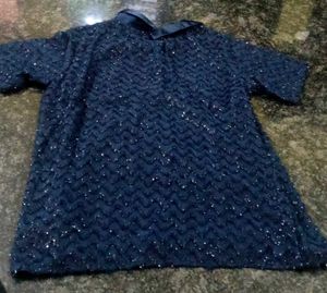 Navy Blue Embellished Top