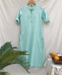 Aurelia Kurta Green Plain Office