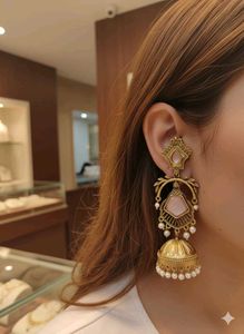 Jhumka Earrings in pink