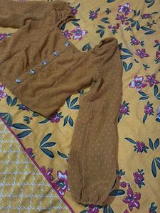 Cute Mustard Puff Sleeve Top