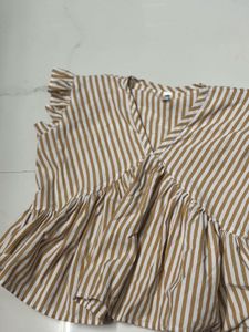 Striped Ruffle Sleeve Top