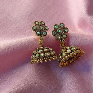 Gold-Toned Jhumka Earrings – A Touch of Royalty