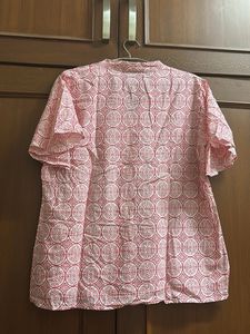 White And Red Printed Top