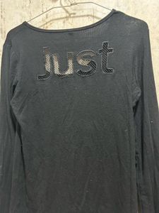 Black Embellished Cotton Top