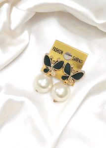 Butterfly Pearl Drop Earrings
