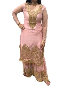 Elegant Pink Kurti Sharara Set with Duppata