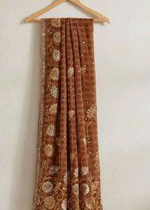 Elegant Tradition: Teal &amp; Crimson Designer Saree