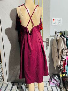 Burgundy Fit &amp; Flare Dress