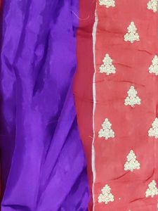 Embroidery Chandari Red-purple Suit