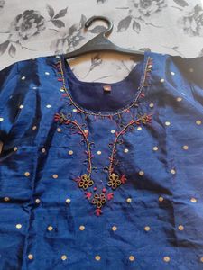Elegant Blue Polka Dot Kurti