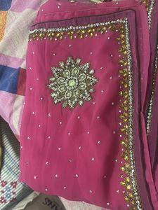 Magenta Embellished Saree - Festive Wear