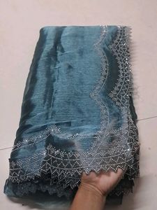 Elegant Teal Embellished Saree