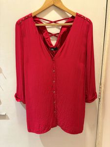 Beautiful Red criss-cross back Shirt