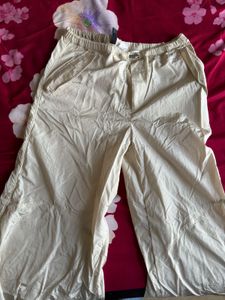 Beige Wide Leg Casual Pants