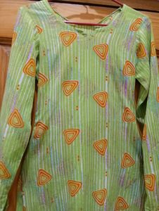 Green Triangle Print Long Sleeve Tunic