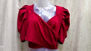 Chic Red Puff Sleeve Top