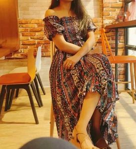 Boho Off-Shoulder Maxi Dress