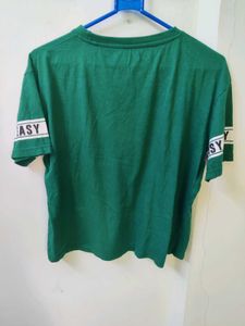 Green T-Shirt with &#34;EASY PEASY&#34; Sleeve