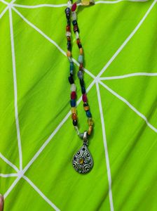 Silver 925 Boho Beaded Pendant  Necklace